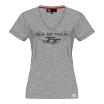Official TT Isle of Man Ladies Grey Diamonte T-Shirt 